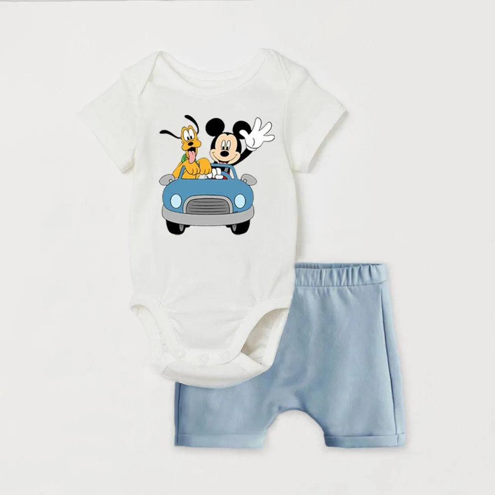 Short-Sleeve Cotton Romper & Matching Shorts