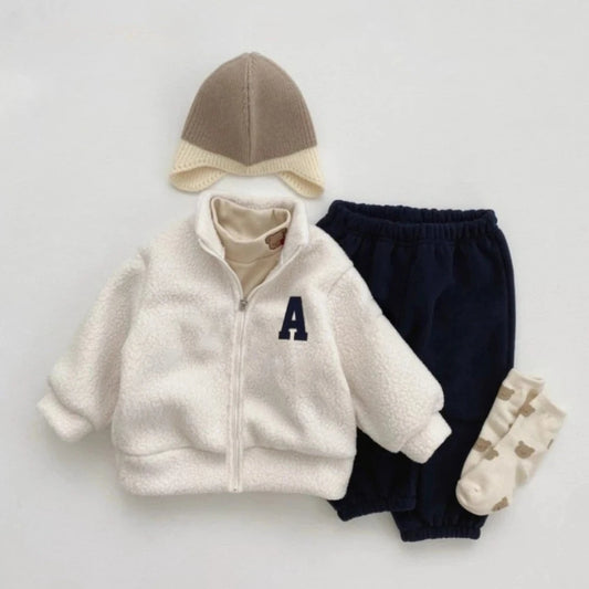 Winter Fleece A-line Collar Jacket & Pants Set