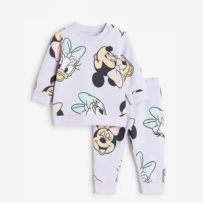 Spring Autumn Minnie Full Print Sweatshirt & Pants Set