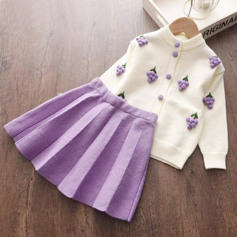 Knitted Sweater Top & Skirt 2pcs Set