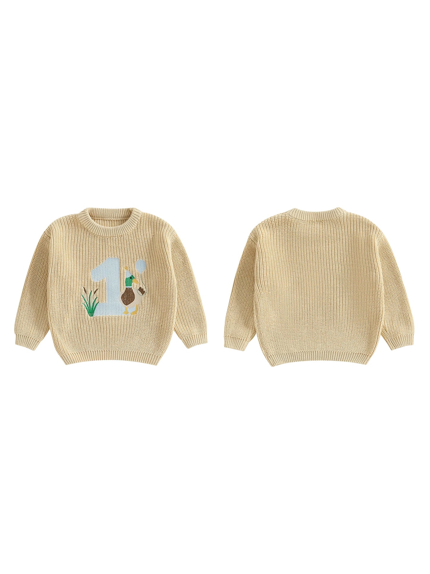 Baby Boy Birthday Sweater Casual Duck Letter Embroidery