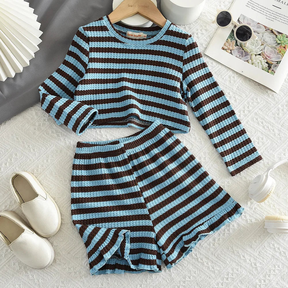 Striped Top & Shorts Two-Piece Set