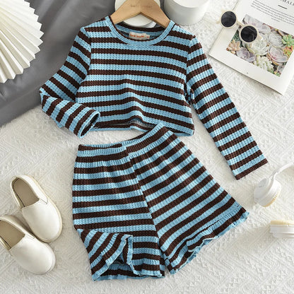 Striped Top & Shorts Two-Piece Set