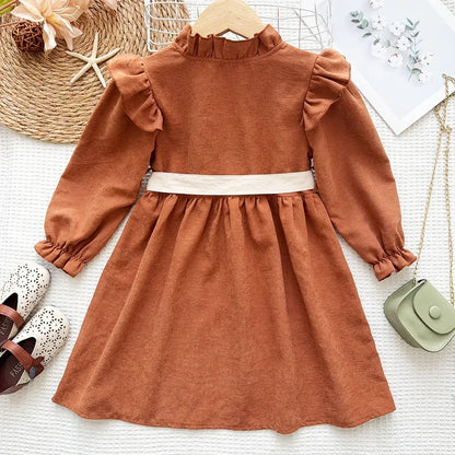 New Long Sleeved Casual Dress With Bow Tie