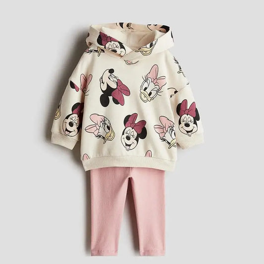 Pink Hooded Top & Leggings Cotton Set