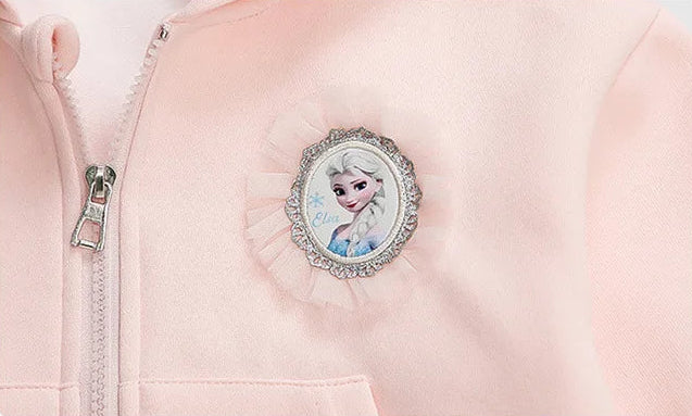Elsa Princess Zippered Hooded Jacket & Bellbottom Pants