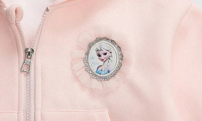Elsa Princess Zippered Hooded Jacket & Bellbottom Pants