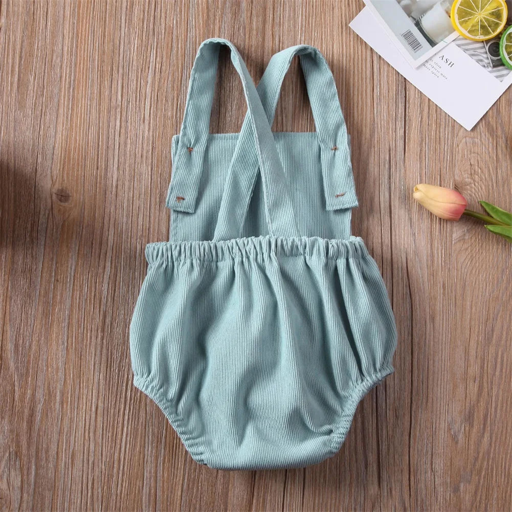 Adorable Baby Romper – Soft Corduroy Sleeveless Jumpsuit