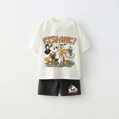 Mickey Fishing Premium Cotton T-Shirt & Shorts Set