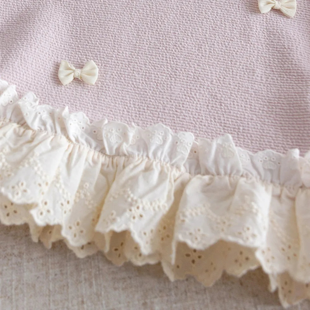 Sweet Bow Lace Top & Pants Two-piece Set