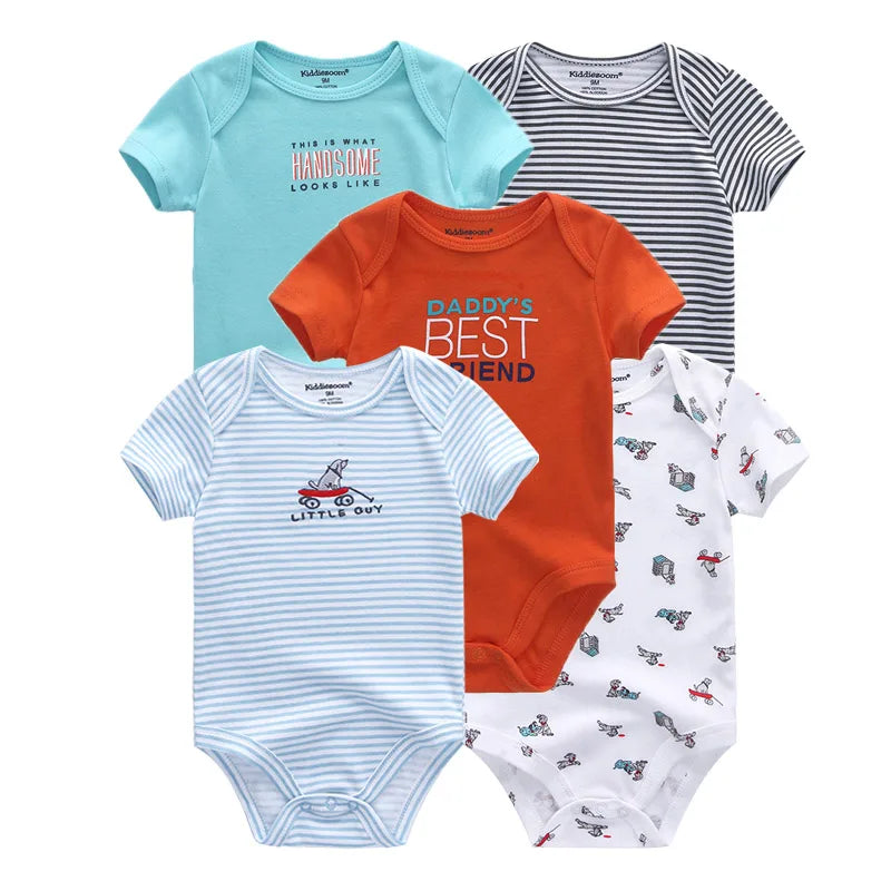 100% Cotton Cartoon Bodysuit Set (5pcs)