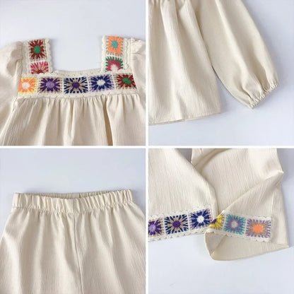 Flower Knitted Embroidered Lace Set