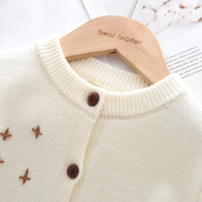 Flower Knitted Cardigan Top & Skirt 2Pcs Set