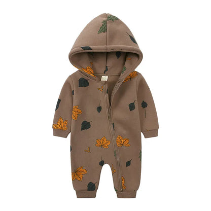 Soft Cotton Hooded Zipper Romper