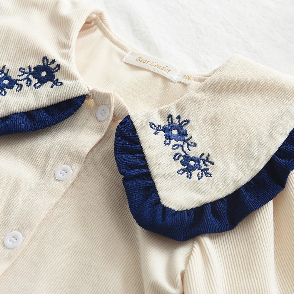 Long Sleeve Shirt Top & Bow Skirt Two Piece Set