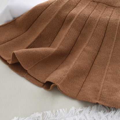 Flower Knitted Cardigan Top & Skirt 2Pcs Set