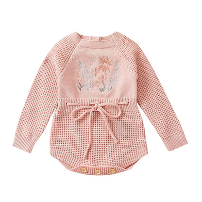 Soft Cotton Flower Embroidery Romper