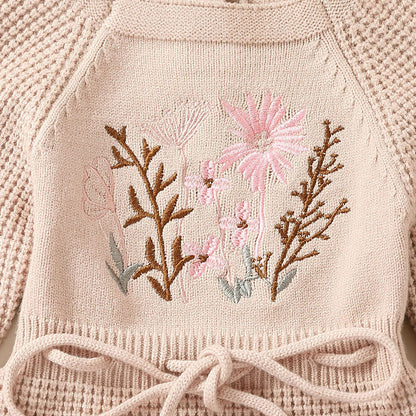 Soft Cotton Flower Embroidery Romper