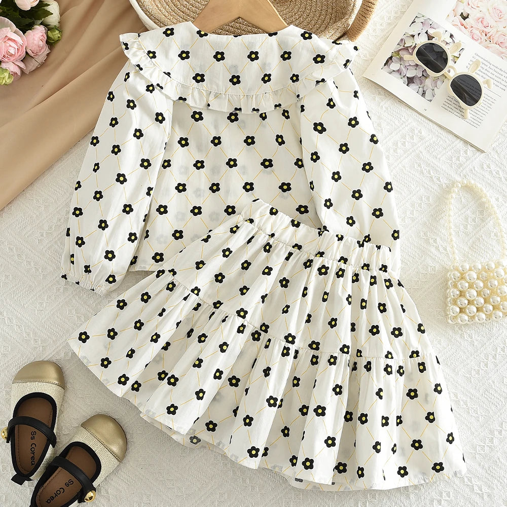 Two Piece Bow Top & Pleated Skirt Set