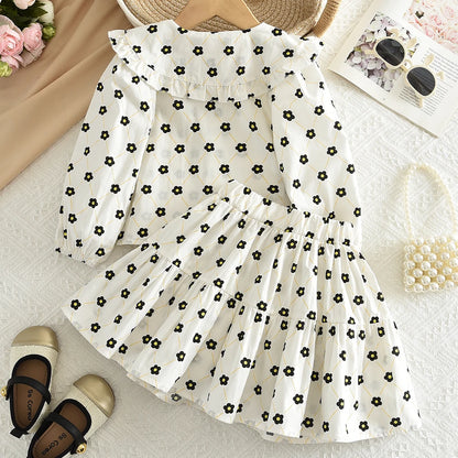 Two Piece Bow Top & Pleated Skirt Set