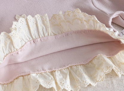 Sweet Bow Lace Top & Pants Two-piece Set