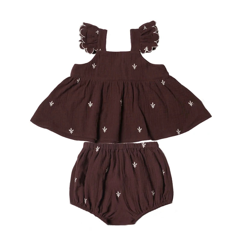Organic Cotton Embroidery Girl Set