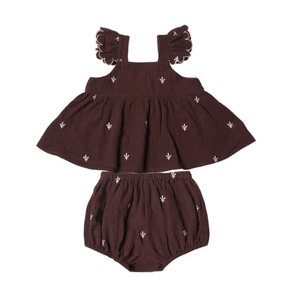 Organic Cotton Embroidery Girl Set