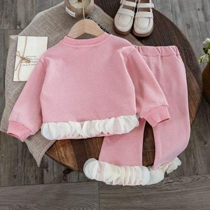 Happy Birthday To Me Top & Lace Flared Pants Two-piece Set