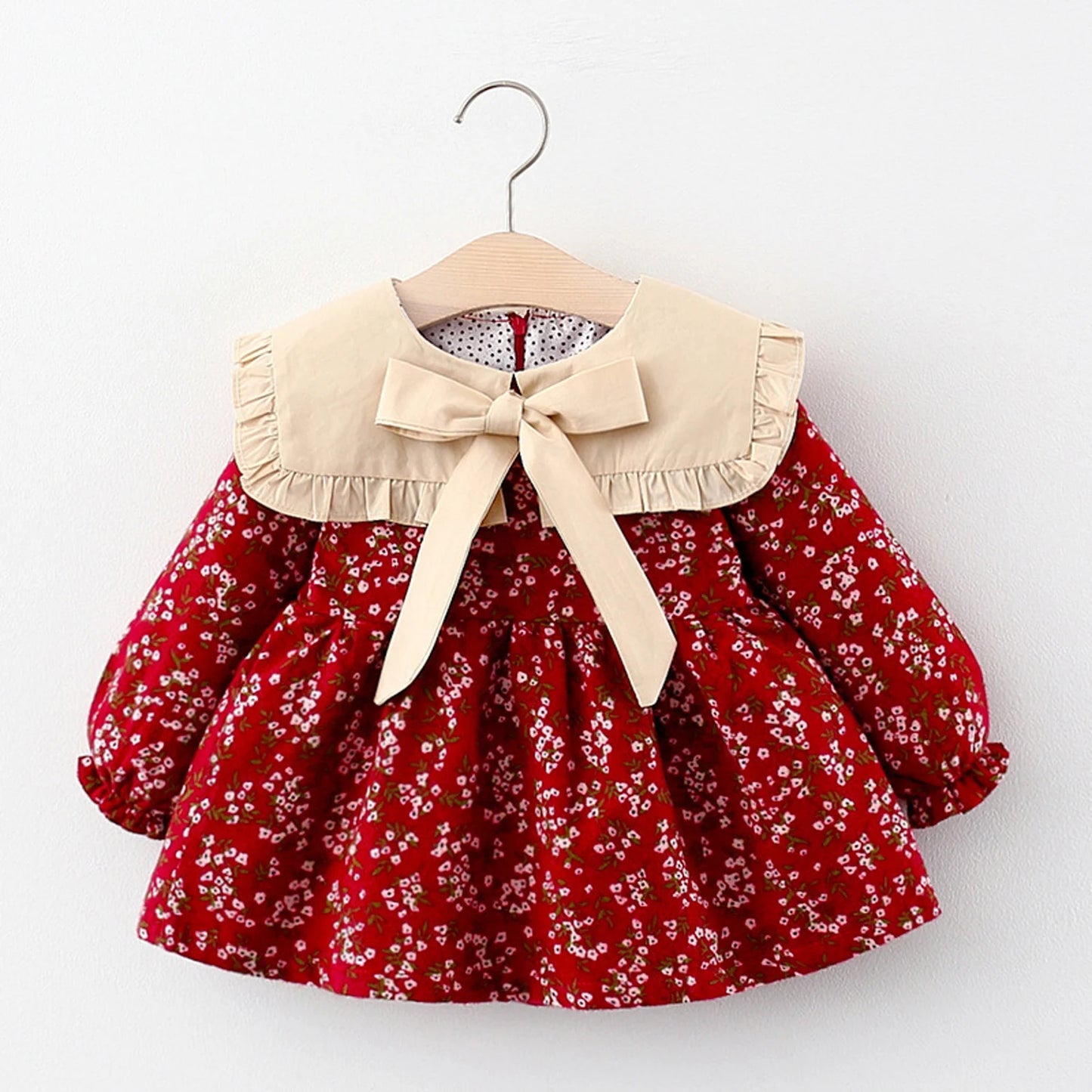 Charming  Floral Bow Collar Dress