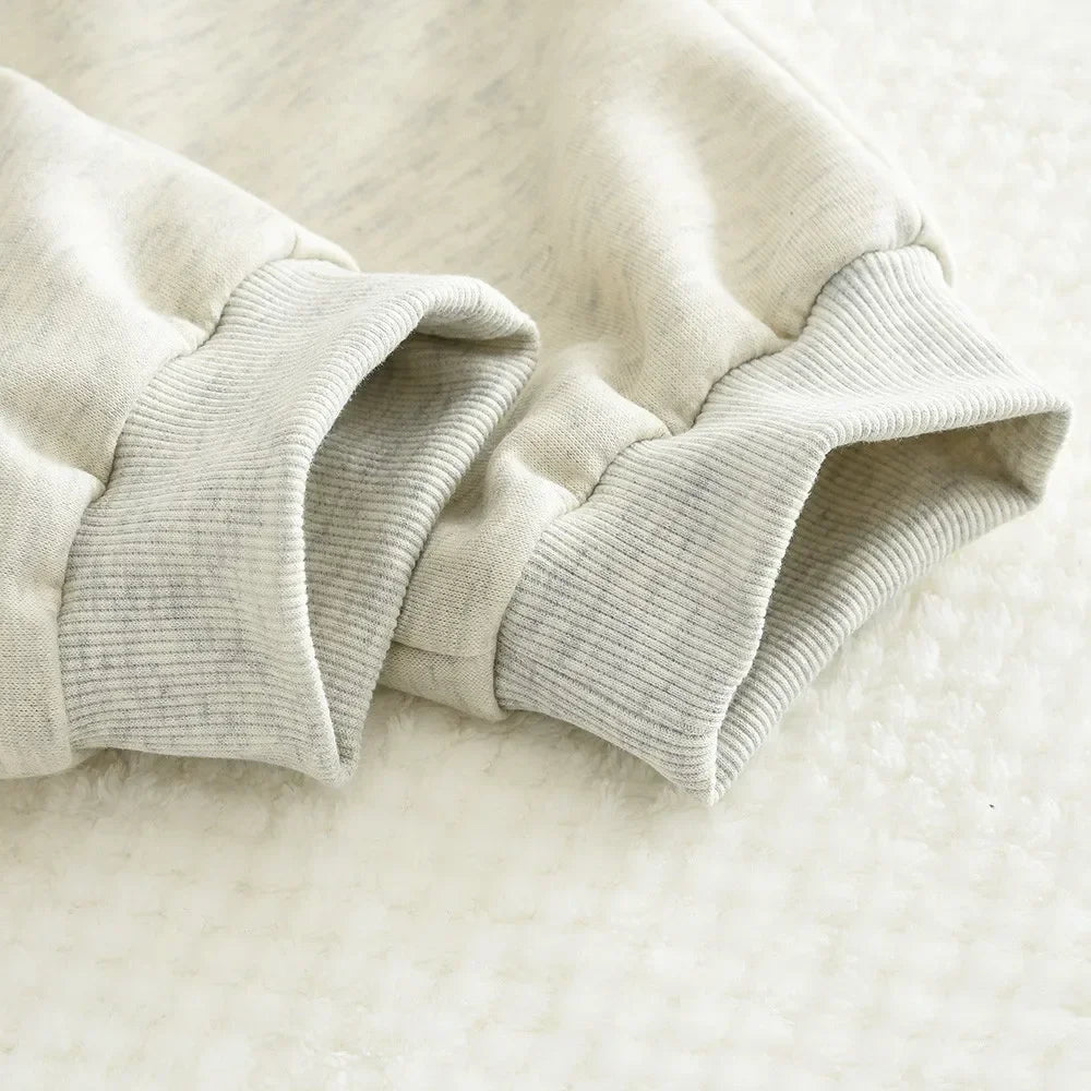 Wool Patchwork Sweatshirt & Pants Two Piece Set