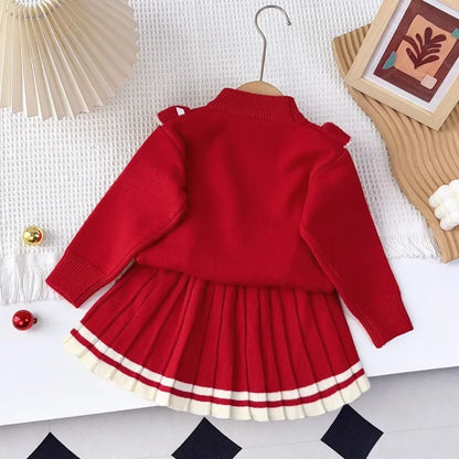 Love Sweater Top & Pleated Skirt 2-Piece Set
