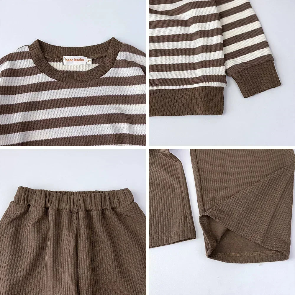 Striped Long Sleeve Top And Pants Two-Piece Set