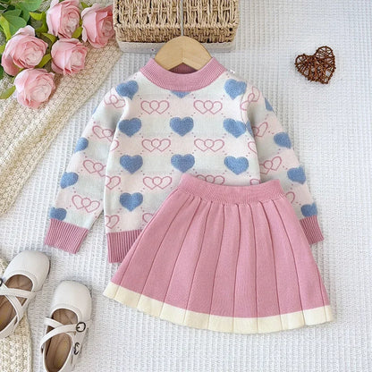 Love Top & Pleated Skirt Two-Piece Set