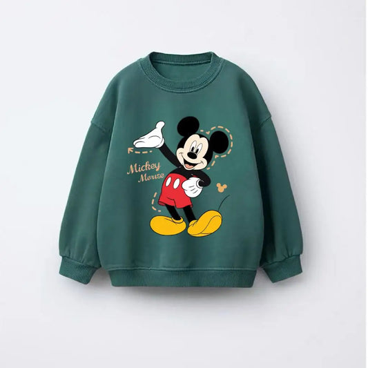 Happy Mickey Mouse Forest Green Hoodie