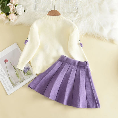 Knitted Sweater Top & Skirt 2pcs Set