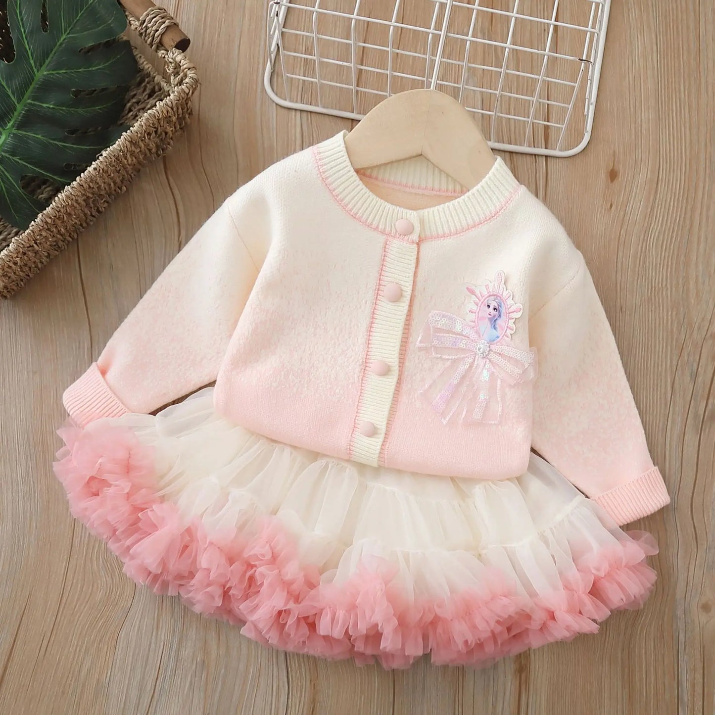 Frozen Knitted Cardigan and Tutu Skirt