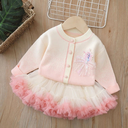 Frozen Knitted Cardigan and Tutu Skirt
