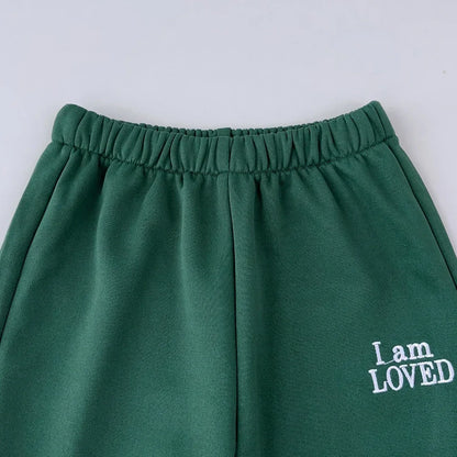 I am Loved Hoodie And Green Pants Set