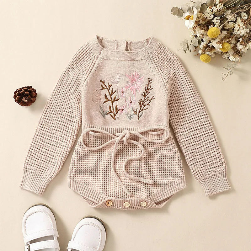 Soft Cotton Flower Embroidery Romper