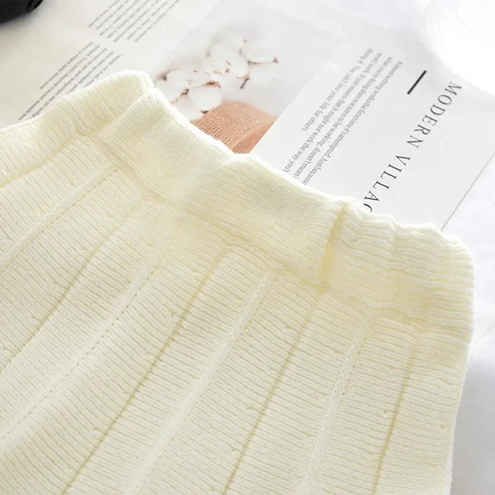 Sweet Blue Flower Knitted Cardigan Top & Beige Skirt Two-piece Set