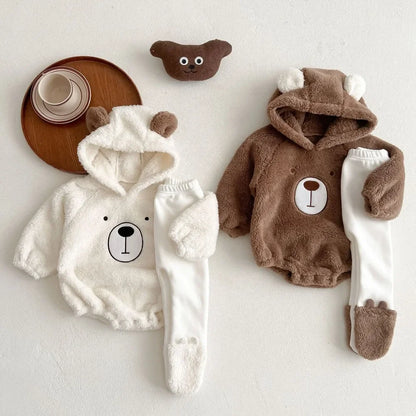Winter Hooded Jumpsuit & Pants Two-piece Set