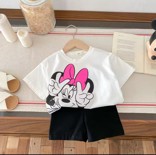 Minnie Mouse 100% Cotton T-Shirt and Shorts Set
