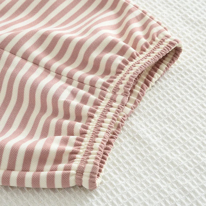 Stripe Collar Long Sleeve Top And Pants Set