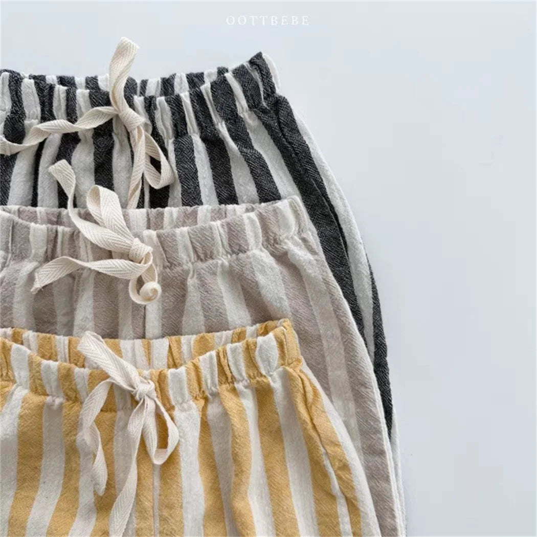Vintage Linen Cotton Stripe Pants for Kids – Stylish & Comfortable!