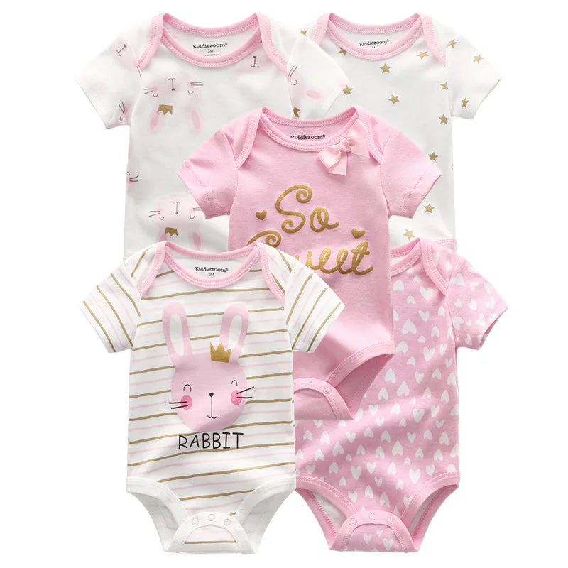 100% Cotton Cartoon Bodysuit Set (5pcs)