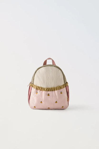 Little Apple Embroidery Backpack – Cute & Trendy for Kids!