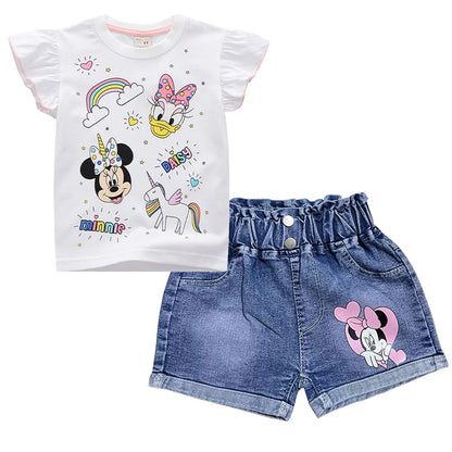 100% Cotton Cartoon T-Shirt & Denim Set