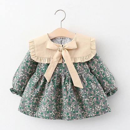 Charming  Floral Bow Collar Dress