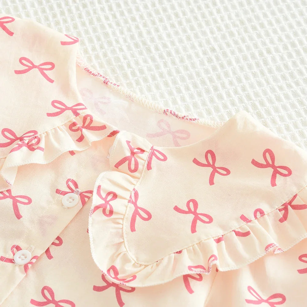 Two Piece Bow Top & Pleated Skirt Set