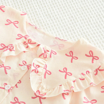 Two Piece Bow Top & Pleated Skirt Set